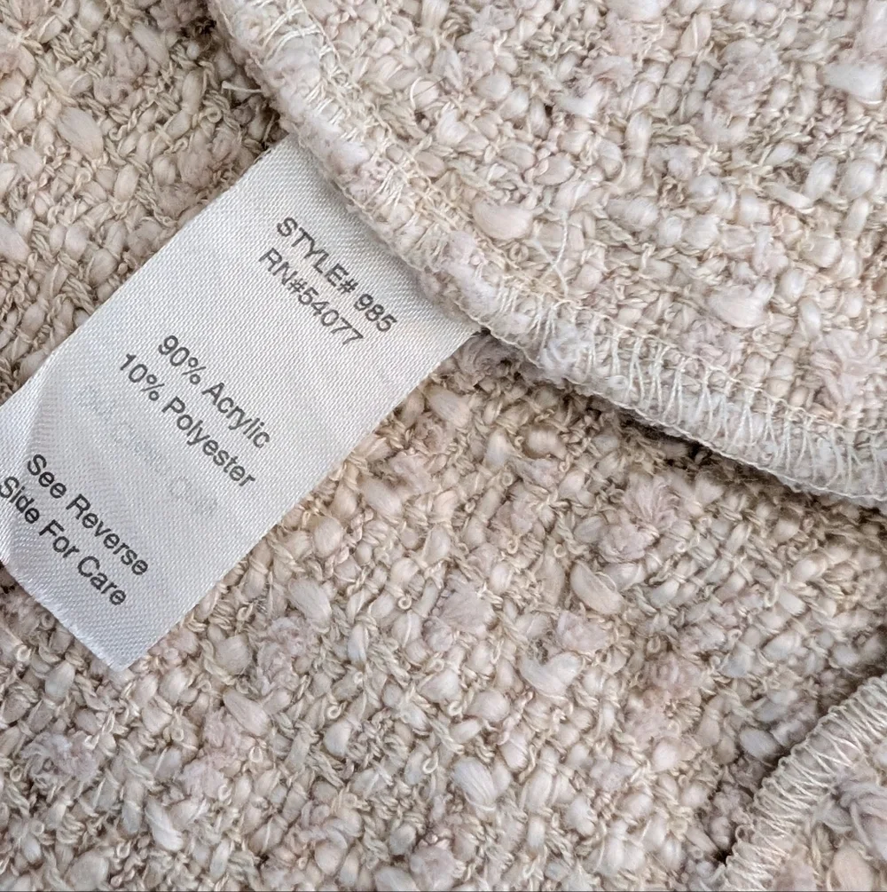 CAbi Woman's Chenille Oatmeal Color Blazer Double Breasted Size S